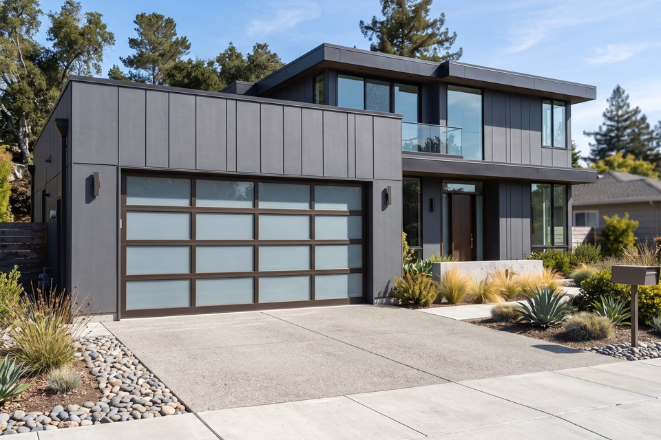 Modern flush garage door